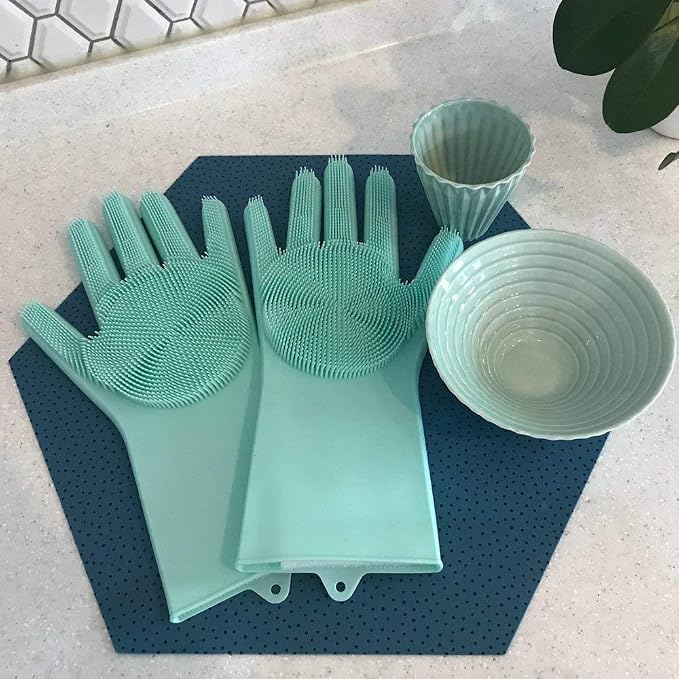 Silicone Dishwashing Gloves, Pet Grooming Rubber Scrubbing - Image 6