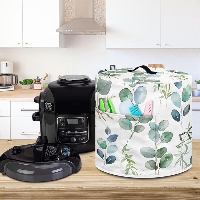 Green Leaf Dust Cover Instant Pot Heavy Duty Waterproof Dust Pressure Cooker Cover Case for Instant Pot Pressure Cooker Instant Pot Appliance Covers Pressure Cooker Size M