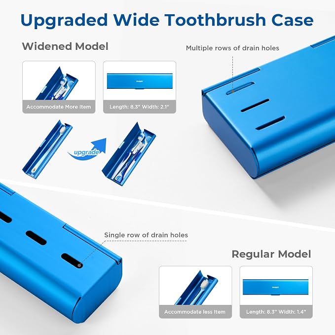 Wider Aluminum Toothbrush Travel Case, Portable Travel Toothbrush Holder - Image 7
