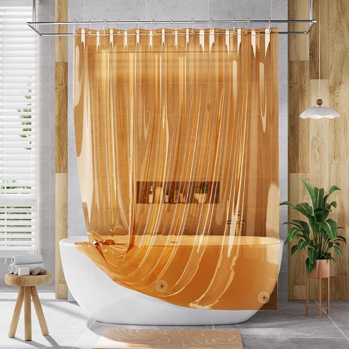 AmazerBath Shower Curtain Liner, 72x72 Transparent Orange Shower Liner - Image 7