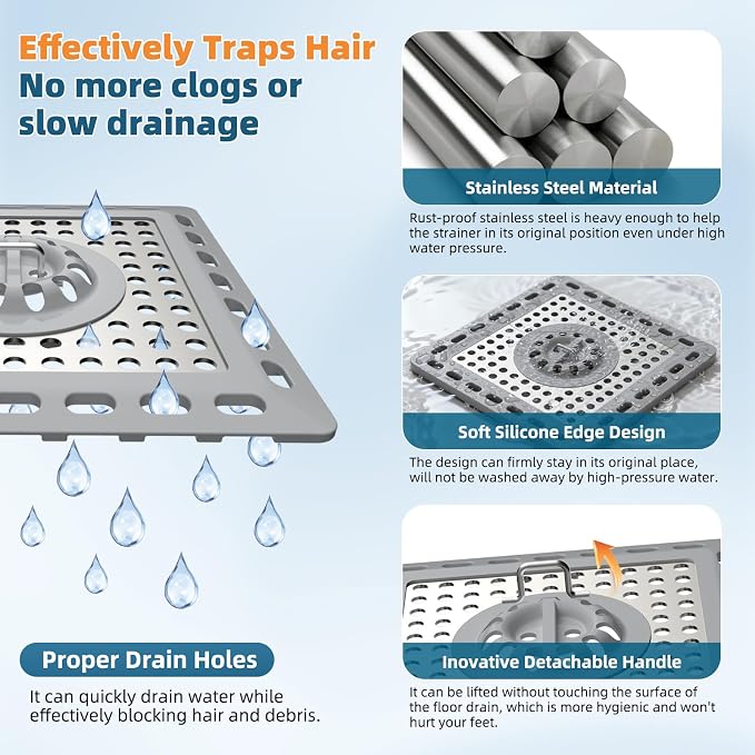 Hibbent 2 Pack Shower Drain Hair Catcher, Shower Cover - Image 2