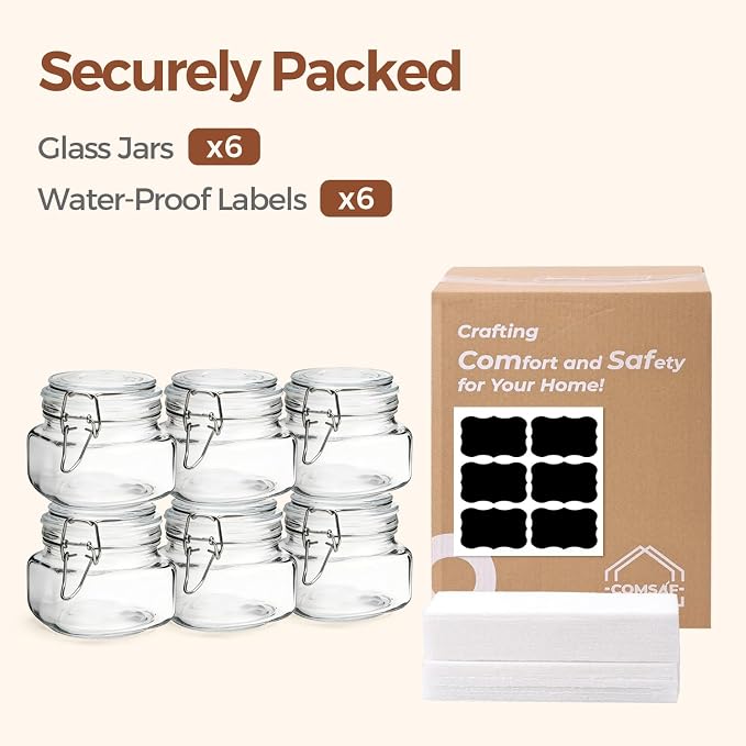ComSaf Square Glass Food Jars 17 oz 6 Pack - Image 8