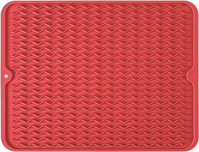 Silicone Dish Drying Mat, Non-Slip Easy Clean Sink Mat, Large Heat-resistant by MODENGKONGJIAN