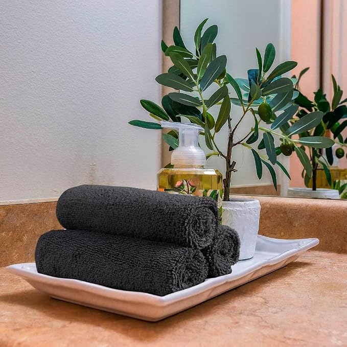 Orighty Washcloths Bulk, 100 Pack Microfiber Face Towels, 12x12 Inch Black - Image 6