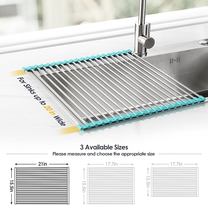 Tomorotec Roll Up Dish Drying Rack Over Sink, 304 Steel, Heat-Resistant Trivet - Image 4