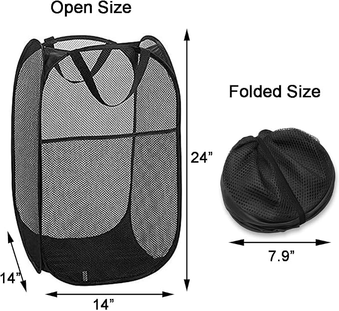 Pop Up Laundry Hampers, Collapsible Mesh Laundry Baskets - Image 2