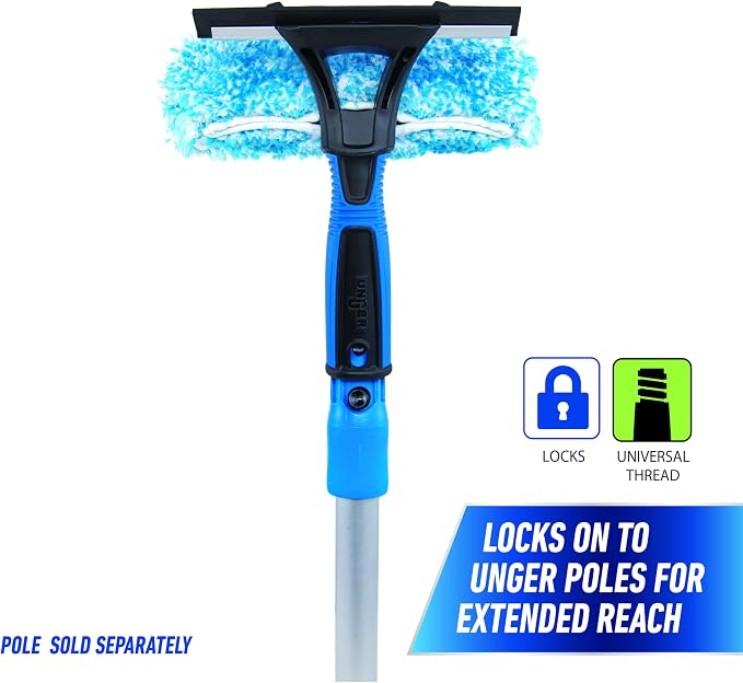Unger Professional Connect and Clean 2-in-1 Squeegee and Scrubber, 6” Window - Image 5