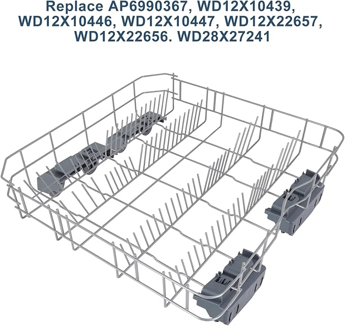2 PCS Dishwasher Rack Carrier and Roller Kit WD28X27241 Compatible with GE Dishwasher Lower Rack Wheel Assembly, Replaces WD12X10438 WD12X10439 WD12X10446