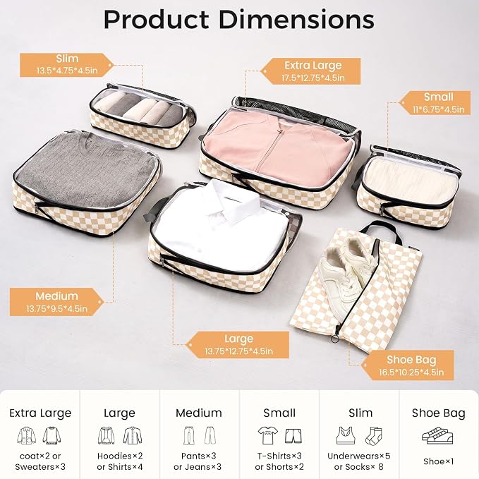 BAGAIL 4 Set/6 Set/8 Set Compression Packing Cubes Travel Accessories - Image 2