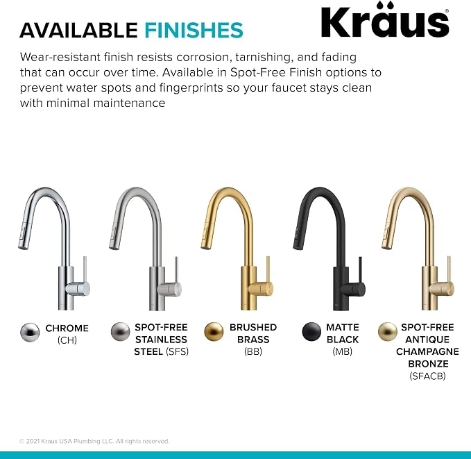 KRAUS Spot Free Brushed Brass Pull Down Kitchen Faucet KPF-2620BB | QuickDock - Image 13