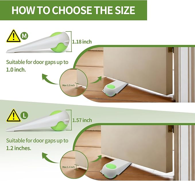 Door Stoppers for Bottom of Door, 2-Combo Pack Beige and Green | Magic Ball - Image 6