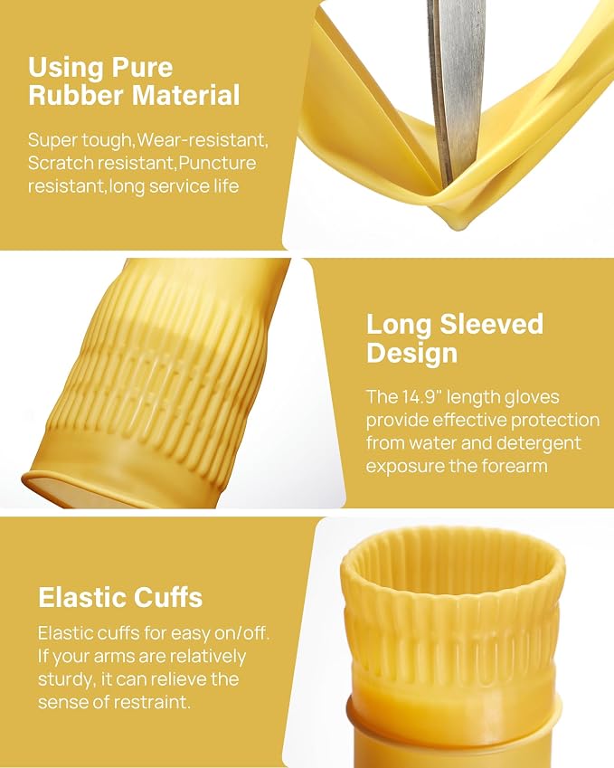 Rubber gloves on dishwashing cleaning 3 or 6 Pairs, Kitchen dish gloves - Image 5