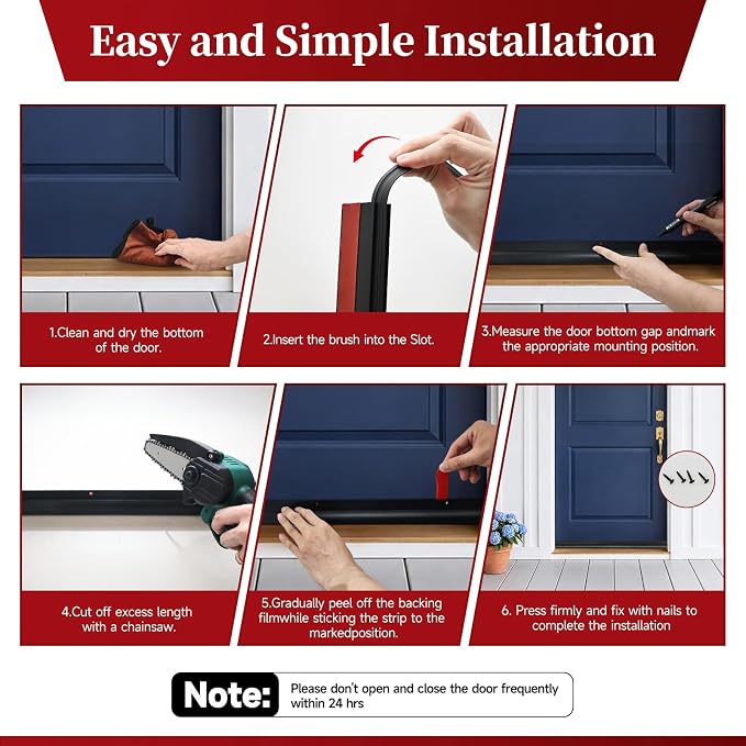2 Pack Door Draft Stopper, Cuttable Weather Stripping Door Seal 36” Length - Image 6
