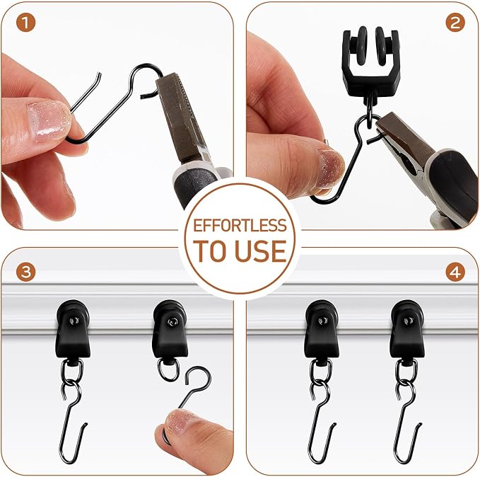 Jetec 120 Pcs Curtain Track Hooks Rollers Ceiling Mount S Hooks, Straight - Image 3