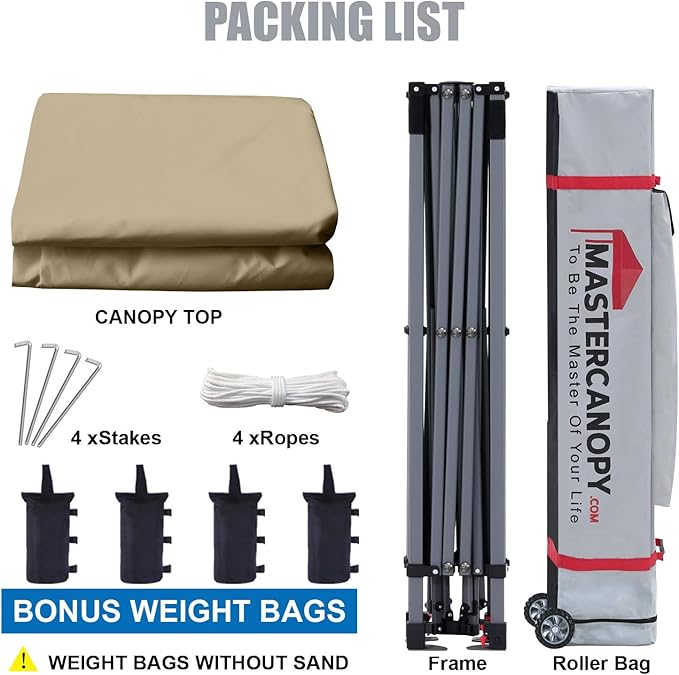 MASTERCANOPY Heavy Duty Pop-up Canopy Tent with Sidewalls (8x8,Beige)