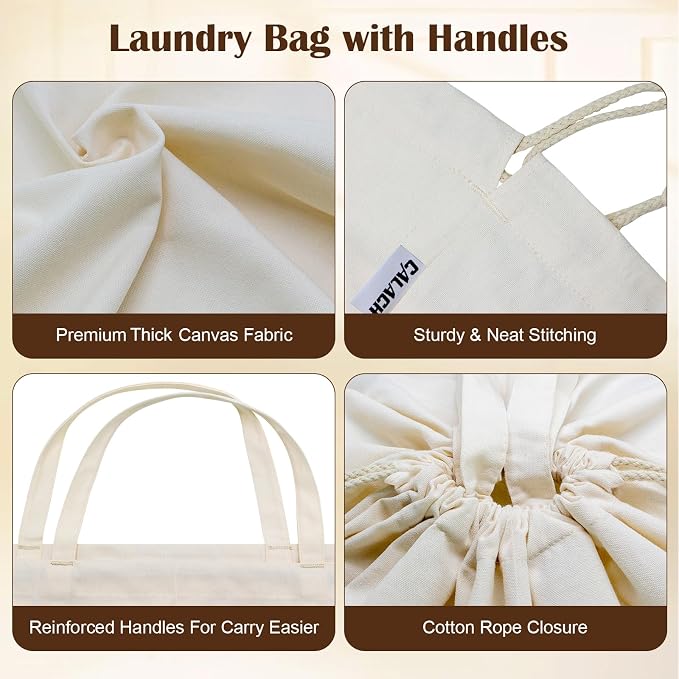 Canvas Laundry Bags with Handles & Square Base 16"Wx16"Depth x27.6"H - Image 5