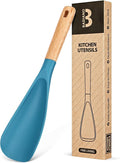 Cooking Spoon for Nonstick Cookwares, Great for Cooking and Serving Sturdy BPA-Free Matte Silicone, Wood Handle Spoon for Mixing, Scoop, and Scrape (TURQ, 11.4 inch)