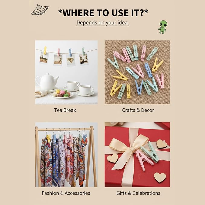 60-Pack Multipurpose Plastic Clothespins - Image 4