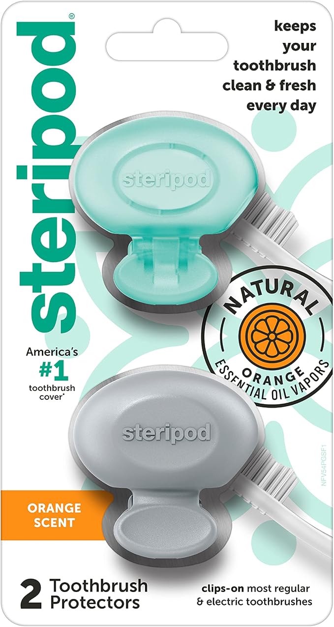 Steripod Clip-On Toothbrush Protectors, Keeps Toothbrush Clean, Fits Most by Steripod