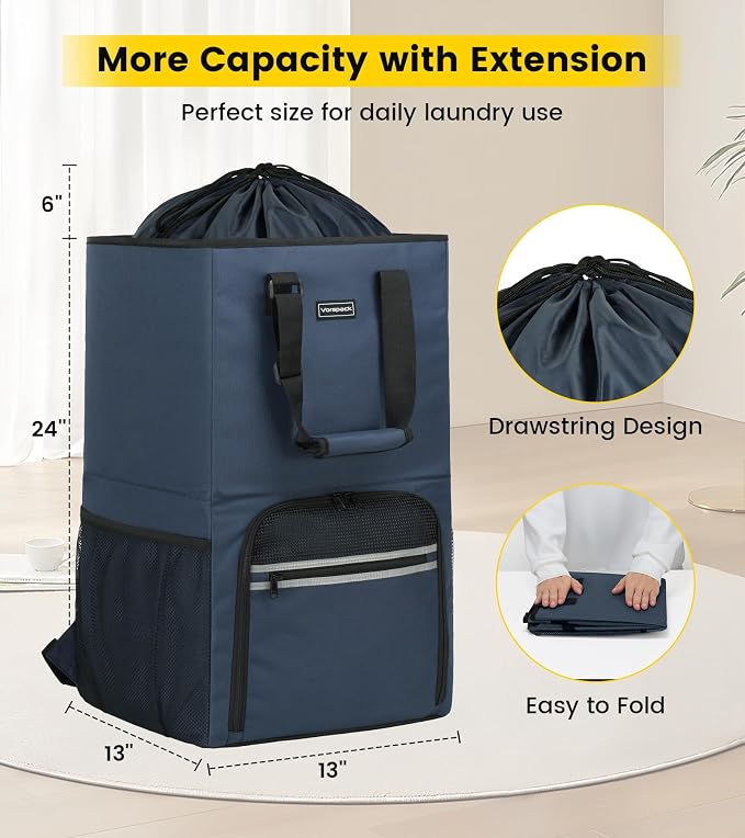 Vorspack Laundry Backpack with Shoulder Straps, Extra Large Hamper, Structured - Image 2