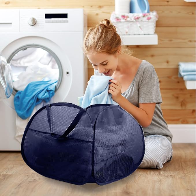 Collapsible Laundry Baskets, 90L Large Foldable Laundry Basket, Durable Mesh - Image 2