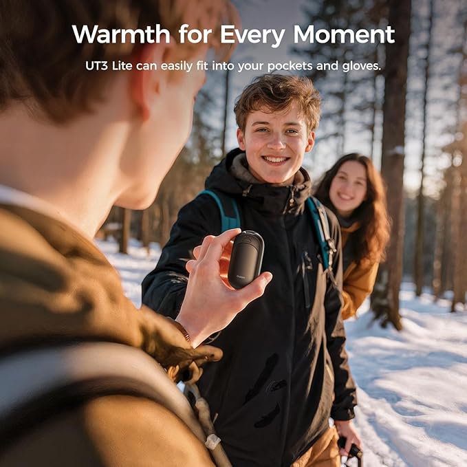 OCOOPA Magnetic Hand Warmers Rechargeable 2 Pack, UL Safety Heat 100-126°F, 3-Settings, Pocket-Sized, Max. 8 Hrs Long Lasting,Great for Raynauds, Golf, Hunting, Camping, Gifts for Men Women, UT3 Lite
