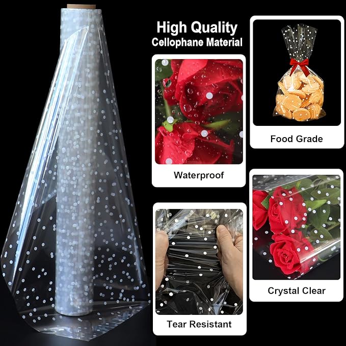 100 ftx34 in Extra Wide Clear Cellophane Wrap Roll - Image 3