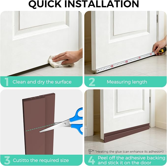 Hojoy Under Door Draft Stopper, Door Weather Stripping Door Seal, 2 Pack | - Image 5
