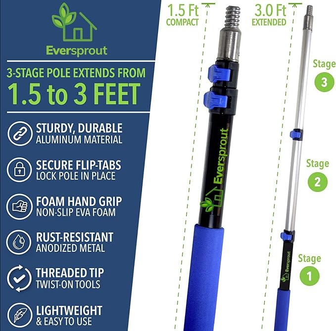 EVERSPROUT Scrub Brush, 1.5 to 3ft Pole, Rubber Bumper, No-Scratch | - Image 6