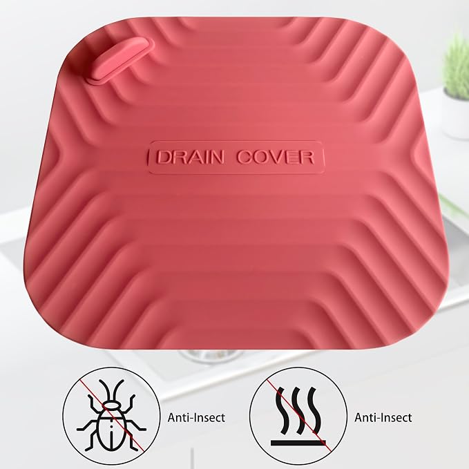 2 Pcs Red Shower Drain Cover Tub Stopper | Sewer Anti-Odor Mat Deodorizing - Image 4