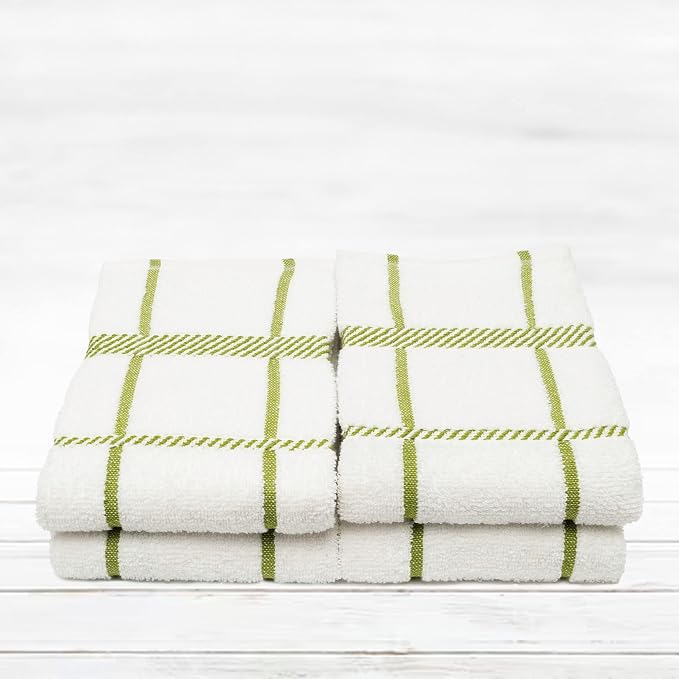 100% Cotton Terry Dish Towels, 4 Pack Checks, 16 x26 Inches, Super Soft and - Image 5