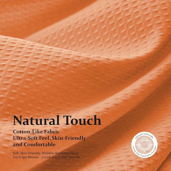 Dynamene Extra Long Waffle Shower Curtain 256 GSM Fabric 72x84 Burnt Orange - Image 7