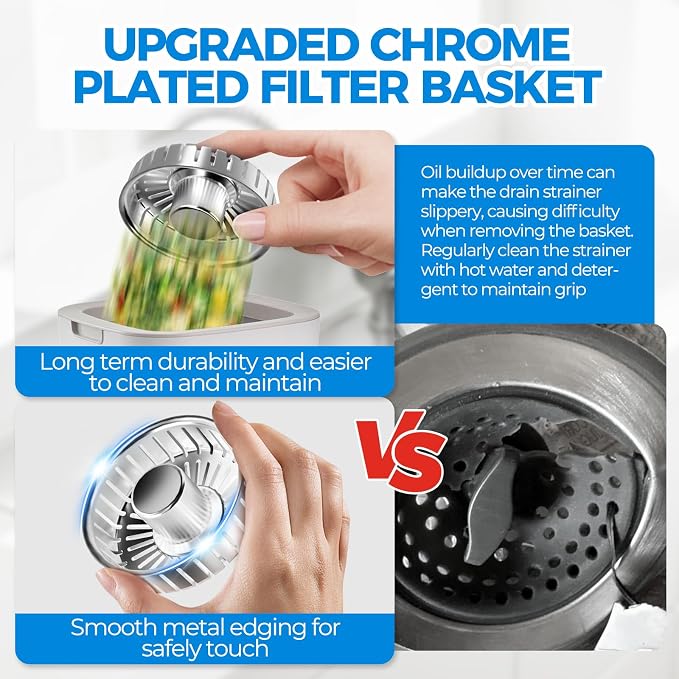 zaa 3 in 1 Kitchen Sink Drain Strainer Stopper Removable Basket Pop-Up - Image 4