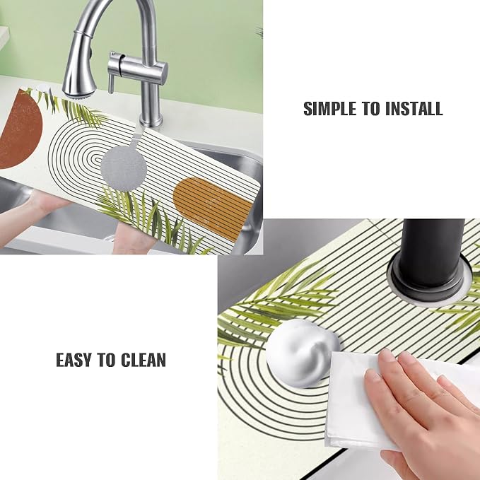 Sink Faucet Absorbing Mat, 2 Pack Drying Mat Around Faucet Sink Splash Guard - Image 4