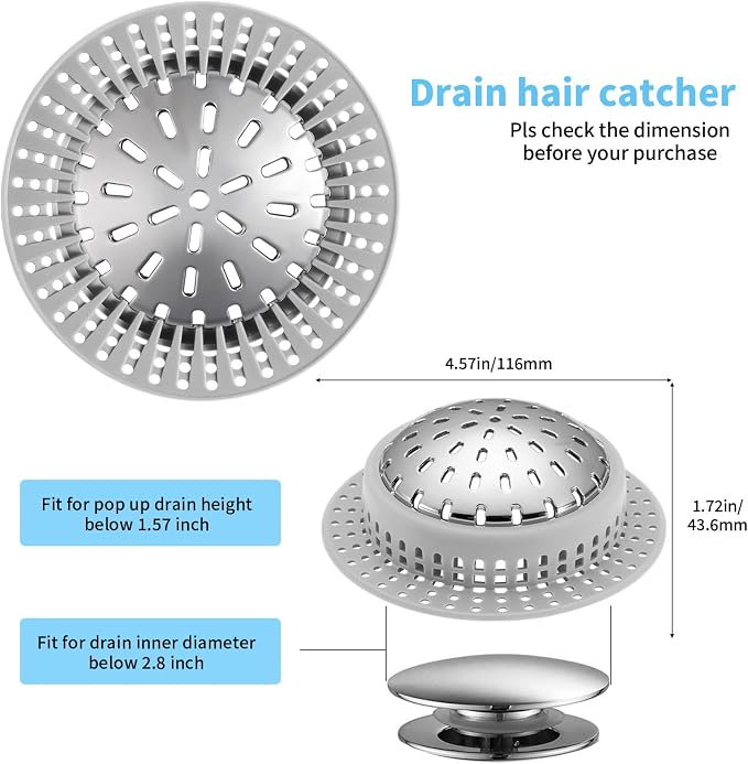 Aluvor Bathtub Drain Hair Catcher Shower Drain Cover Sink Drain Protector | - Image 2