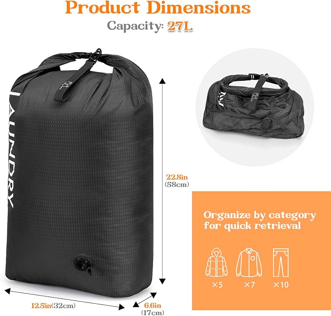 Compression Laundry Bag, Waterproof Travel Storage - Image 2