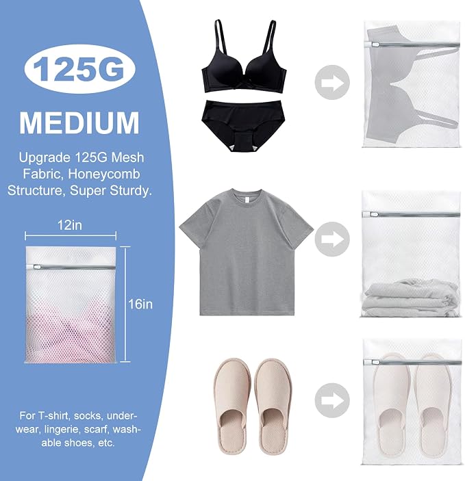 Laundry Bags Mesh Wash Bags for Delicates, Upgraded Honeycomb & Fine Mesh - Image 5
