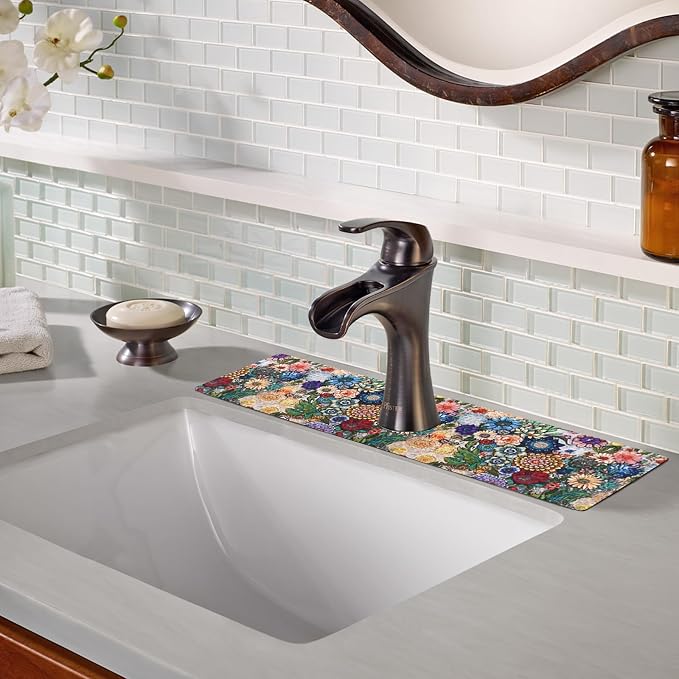 Sink Faucet Absorbing Mat, 2 Pack Drying Mat Around Faucet Sink Splash Guard - Image 2