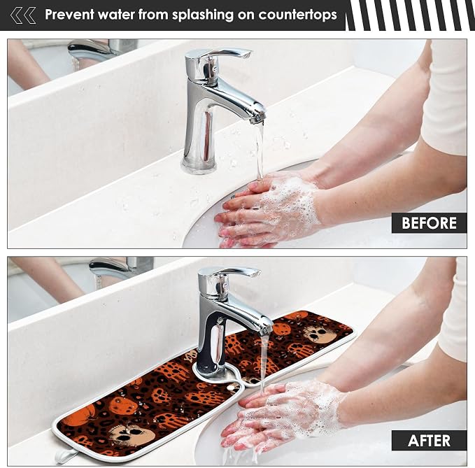 Halloween Leopard Skull Hands Sink Mat - Image 6