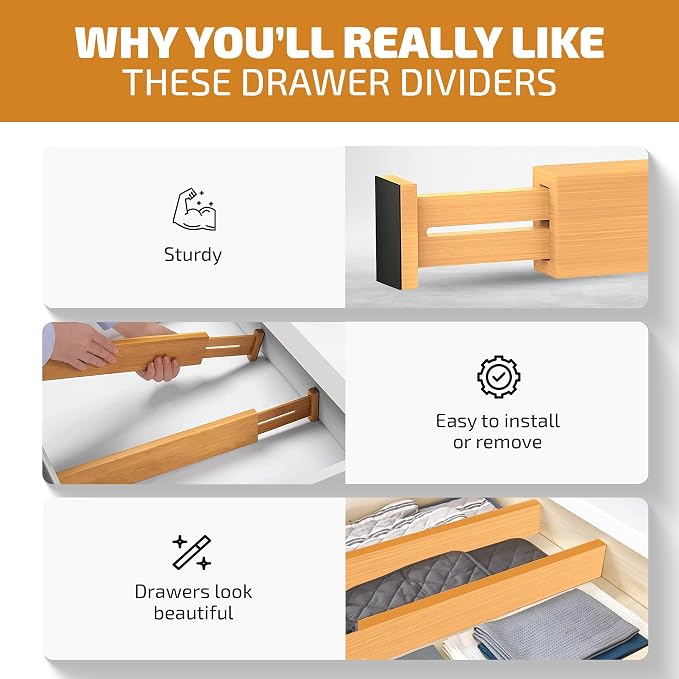 4-Pack Bamboo Drawer Dividers - Image 6