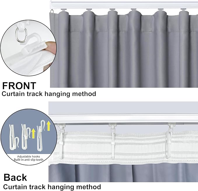 Room Divider Blackout Curtain Track Curtains Wall Dividers Panels Screen for Living Rooms Bedroom Office Privacy Partition Separation, W120 × L96 Inch,1 Panel, Light Grey