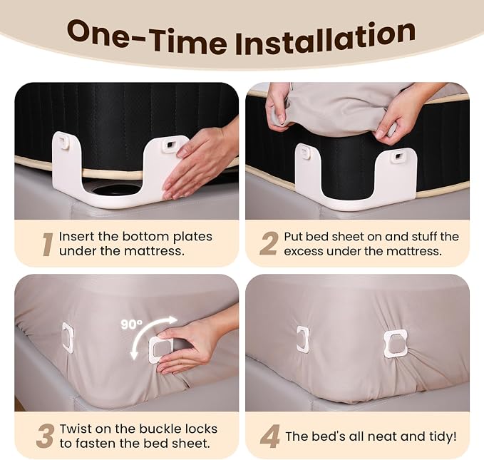 4PC-Bed Sheet Holders, Secure Bed Sheets, ABS Material, One-Time Installation | - Image 6