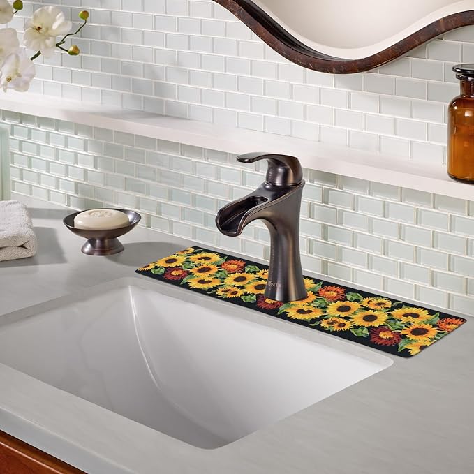 Sink Faucet Absorbing Mat, 2 Pack Drying Mat Around Faucet Sink Splash Guard - Image 3