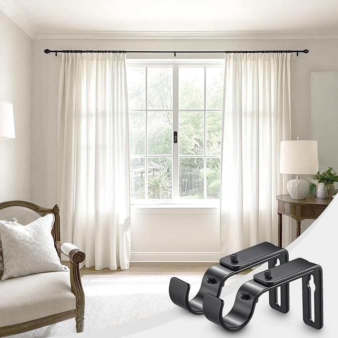 LLPJS Curtain Rod Bracket Adjustable, Drapery Rod Holder Hooks Support Hangers - Image 5