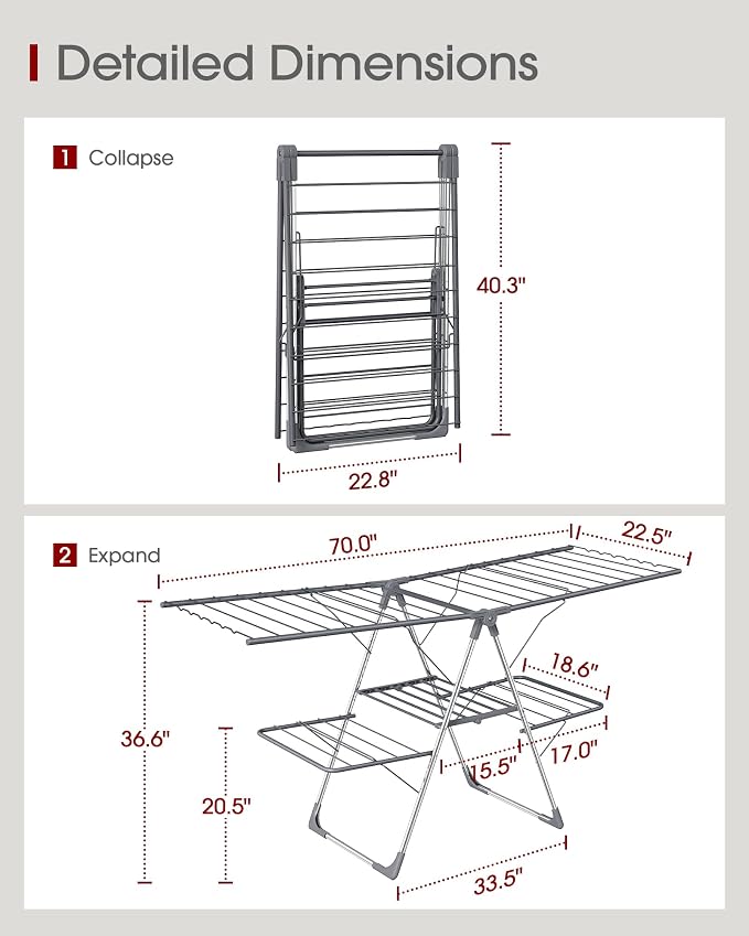 Sakugi Clothes Drying Rack, Foldable 2-Level - Image 2