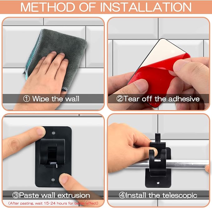 CIEMGNZOC 6-Pack Curtain Bracket Holders, Universal Self-Adhesive Wall Mounts - Image 5