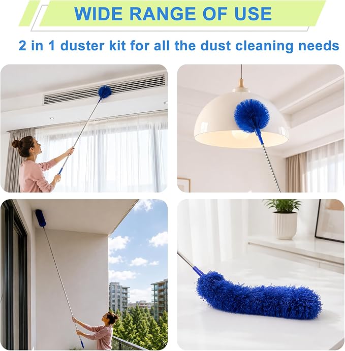 Cobweb Duster with Extension Pole, Spider Web Brush, Washable Cleaning Kit - Image 5