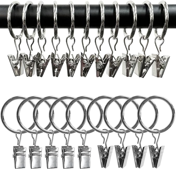 40 Pack Curtain Rings with Clips, Drapery Clips with Rings, Drapes Rings 1.26 - Image 7
