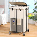 160L Laundry Hamper with Lid & Wheels, Rolling Laundry Basket with Bag by OLLDIDE