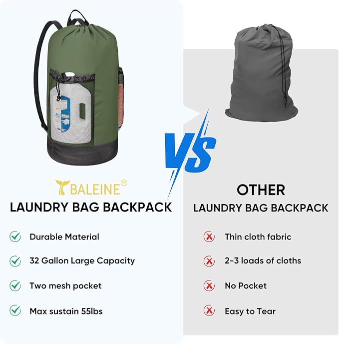 BALEINE 120L Laundry Bag Backpack, 900D Oxford Fabric Large Travel Laundry Bags - Image 6